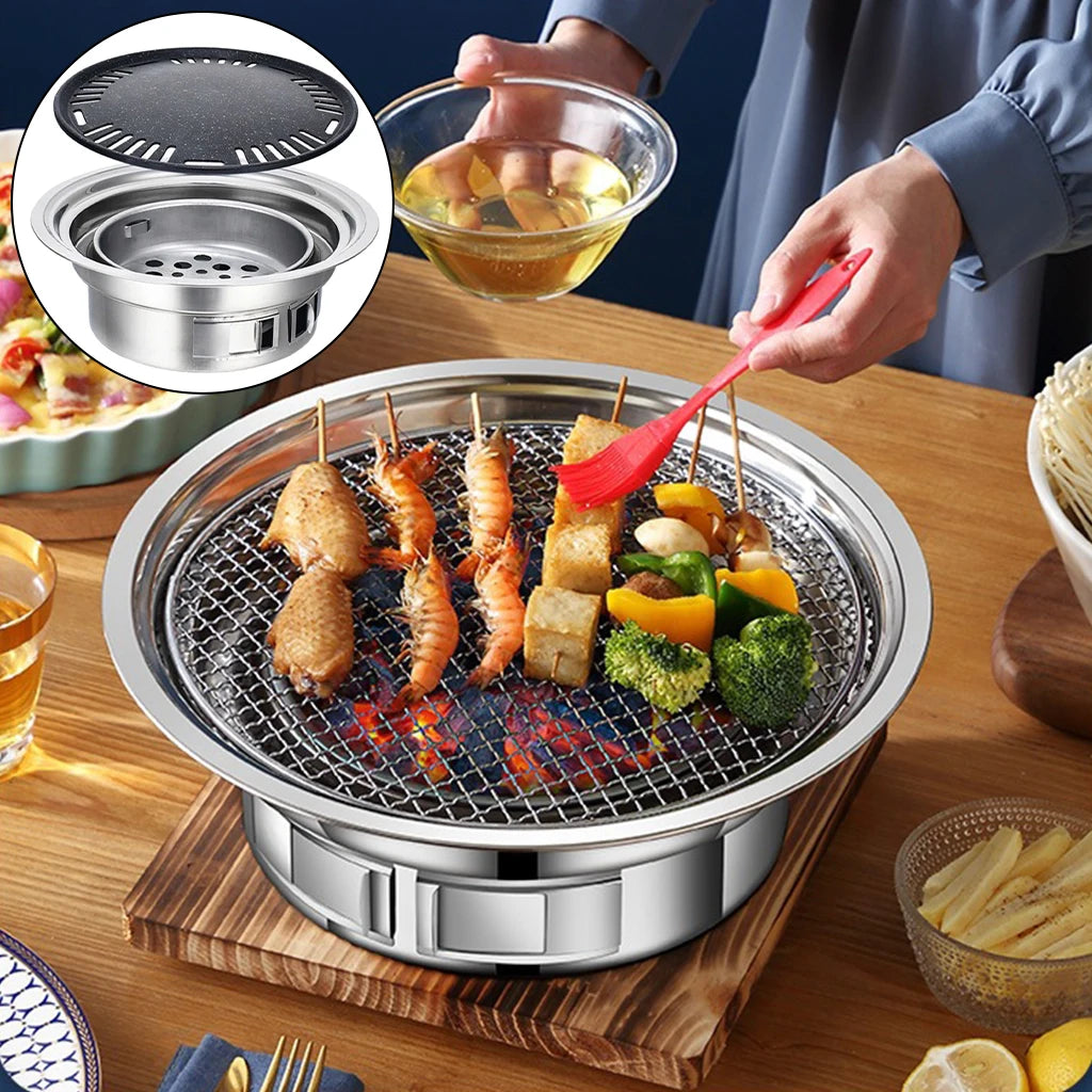 &Korean Charcoal Barbecue Grill Household Korean BBQ Grill Non-stick for Home Kitchen Outdoor Garden Barbecue Stove