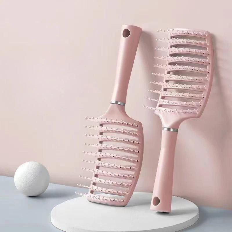 Hairdressing Fluffy Hair Comb Curly Hair High Cranial Top Hollow Massage Big Curved Comb Wide Tooth Large Plate Comb Beauty Tool