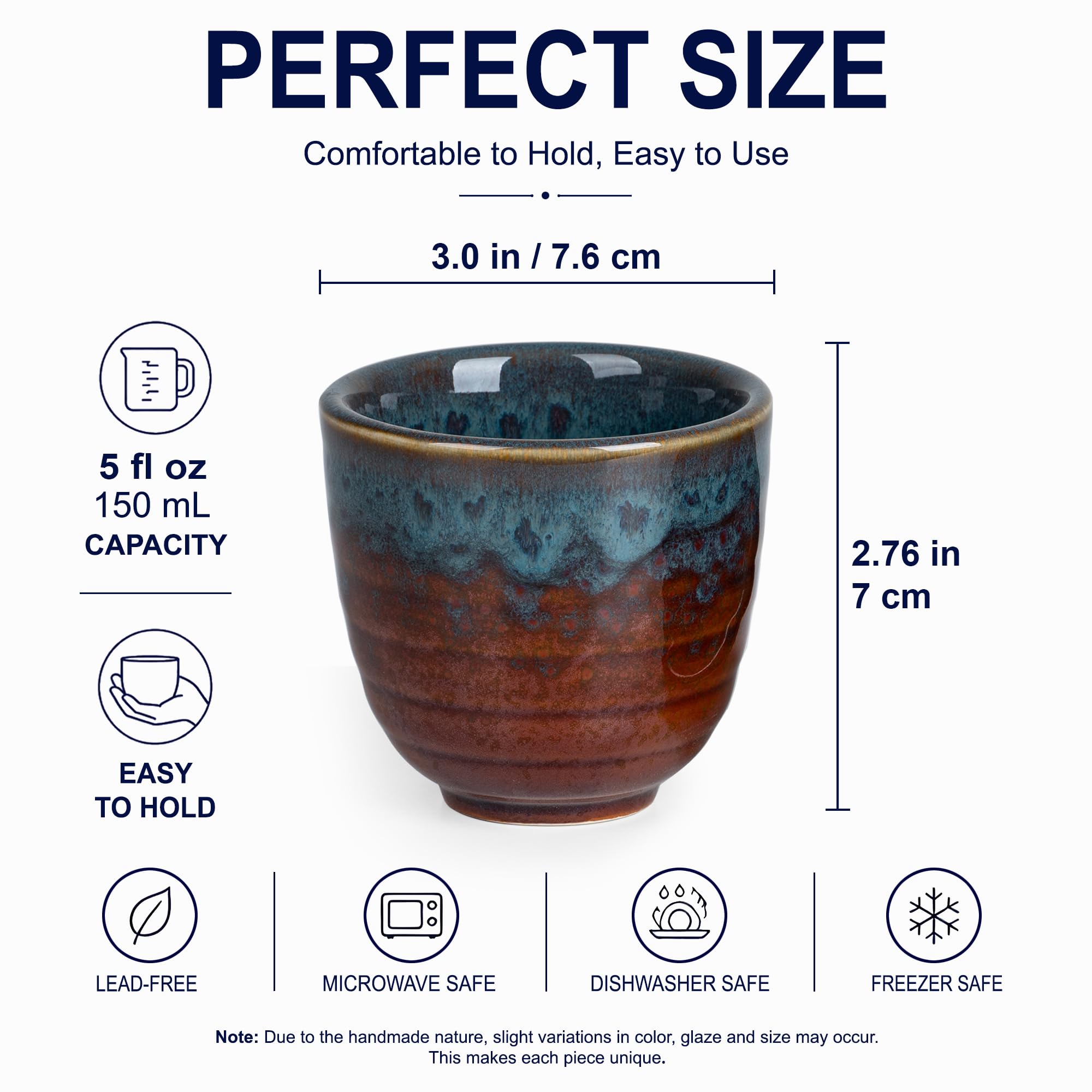 Ceramic Japanese Tea Cups, 5 oz Tea Cup, Asian Teacup, Teacups, Set of 2 (Peacock Tail, 2 pcs)