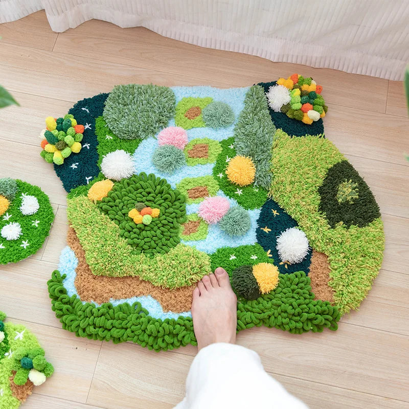 DIY Knitting Manual Moss Carpet Rug Material Package Handmade Green Environmentally Friendly