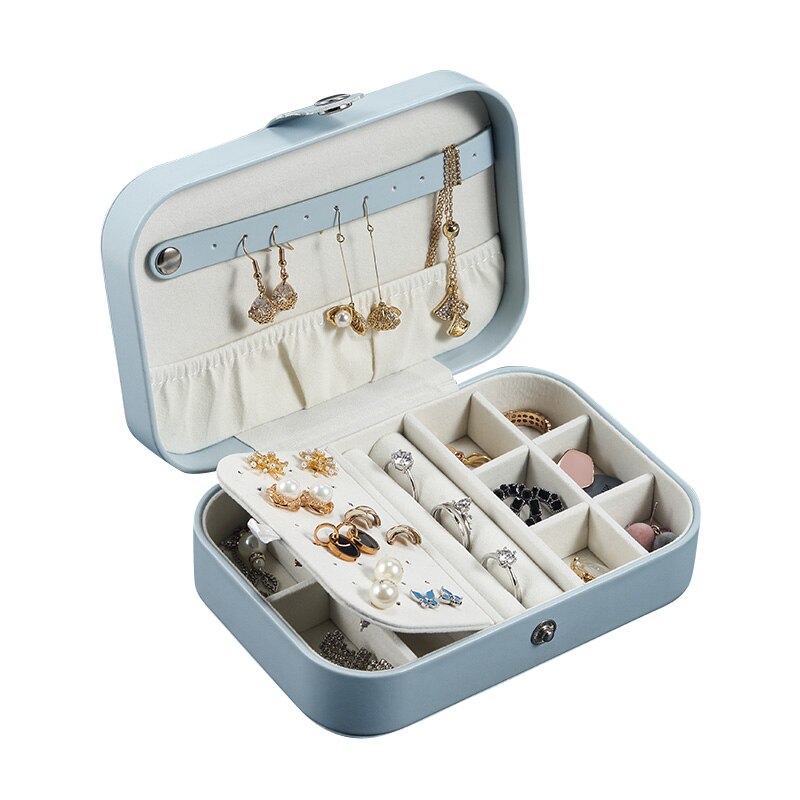 High Quality Jewelry Box Organizer Storage Leather Holder Earrings Ring Necklace Case Protable Jewel Packaging For Gift Display