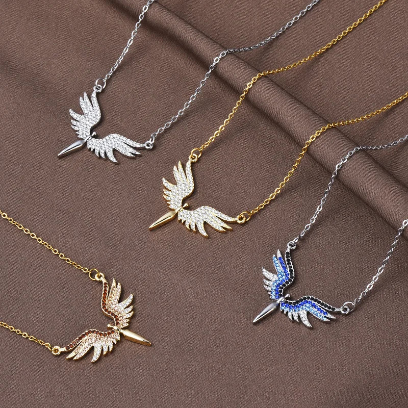 Stainless Steel Angel Wings Pendant Necklaces for Women Fashion Jewelry