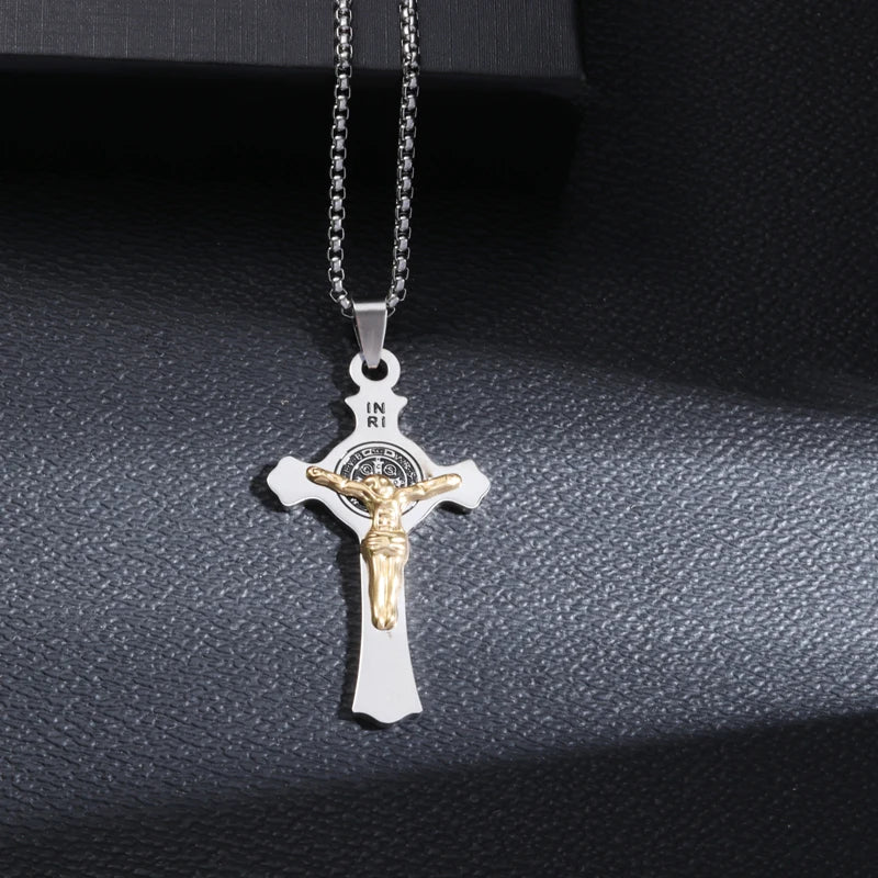 Orthodox Cross Stainless Steel Pendant Christian Eternal Church Inspirational Nika Necklace Men Women Fashion Jewelry Gift