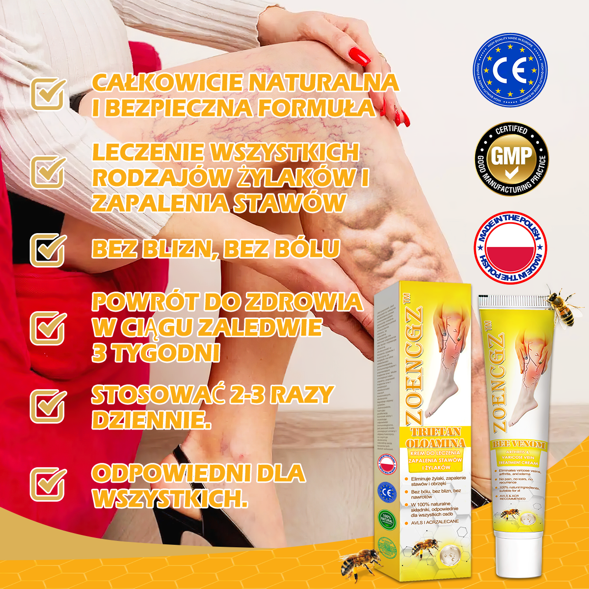 🏆🌈[✨Oficjalny sklep flagowy✨]Zoencgz™ Krem na zapalenie stawów i żylaki z jadem pszczelim
