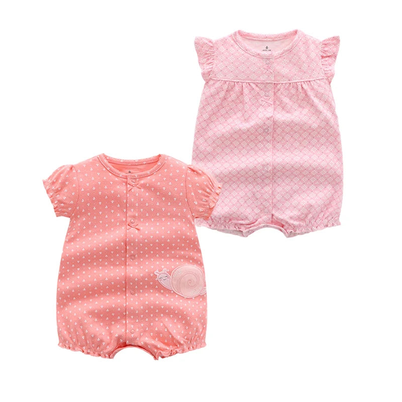 2Pcs/lot Brand Summer Baby Girl Clothes Cotton Jumpsuit Baby Clothing Short sleeve  Infant Boys Clothes 0-24M Baby Rompers