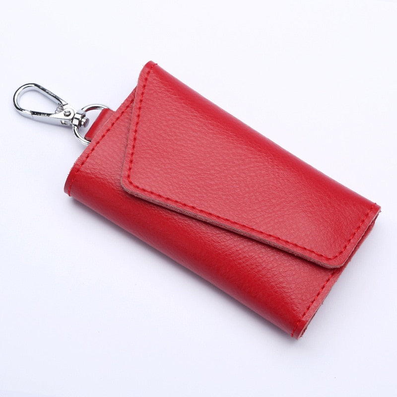 Genuine Leather Keychain Men Women Key Holder Organizer Pouch Cow Split Car Key Wallet Housekeeper Key Case Mini Card Bag