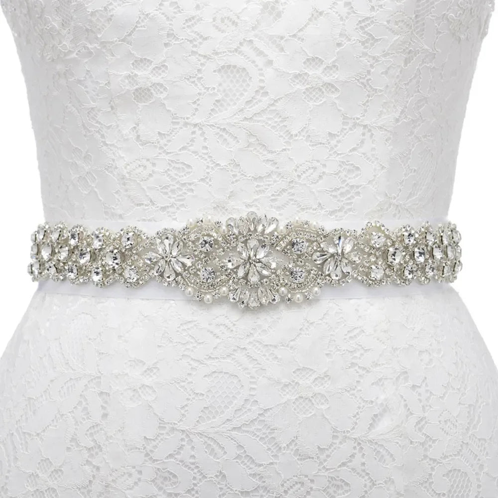 JLZXSY Flower Style Wedding Belt Bridal Sash Belt Crystal Rhinestone Dress Sash Prom Sash Wedding Accessories