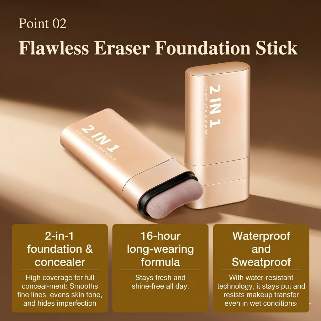 2-in-1 Foundation & Concealer Stick Full Coverage
