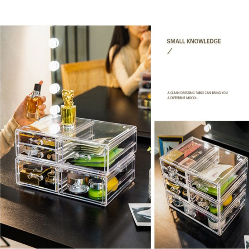 Makeup Organizer Cosmetics Storage Box Organizador Maquillaje Transparent Plastic Box Lipstick Jewelry Display Stand