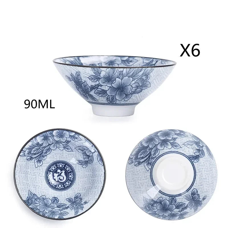 6 sets Chinese ceramic cups fish cups blue and white  teapot small porcelain tea bowl tea cup teaset accessories drink Drinkware