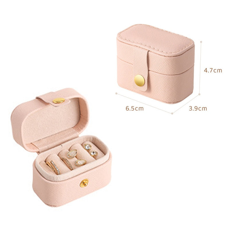 Portable Jewelry Storage Box Travel Organizer Jewelry Case Leather Storage Earrings Necklace Ring Jewelry Organizer Display