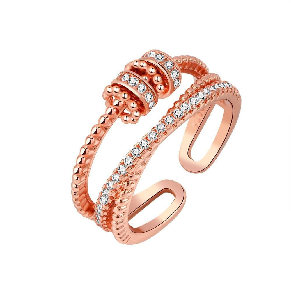 Fashion Trend Spiritual Transit Ring Personalized Double Layer Zirconia Open End Index Ring