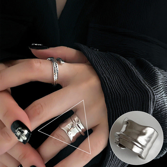 Minimalist 925 Silver Ring for Women Fashion Creative Irregular Geometric Aestethic Open Rings Birthday Party Jewelry Gift