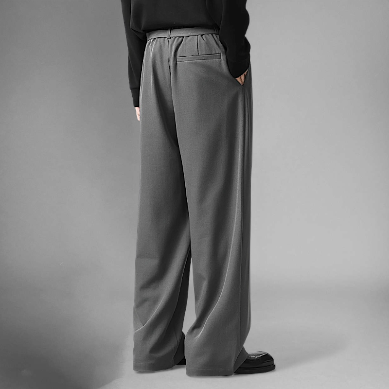 Belted wide leg trouser with elastic back