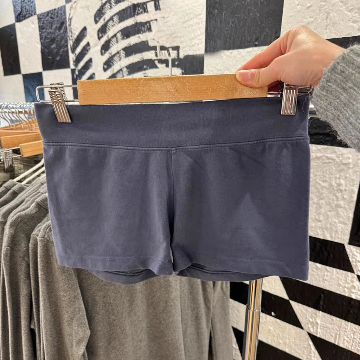 Gray Simple Sweatshort Woman Summer High Waist Slim Straight Short Pants Casual Vintage Sport Box Pants Y2k Baisc Bottom Clothes