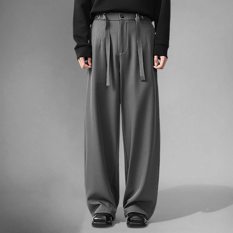 Belted wide leg trouser with elastic back
