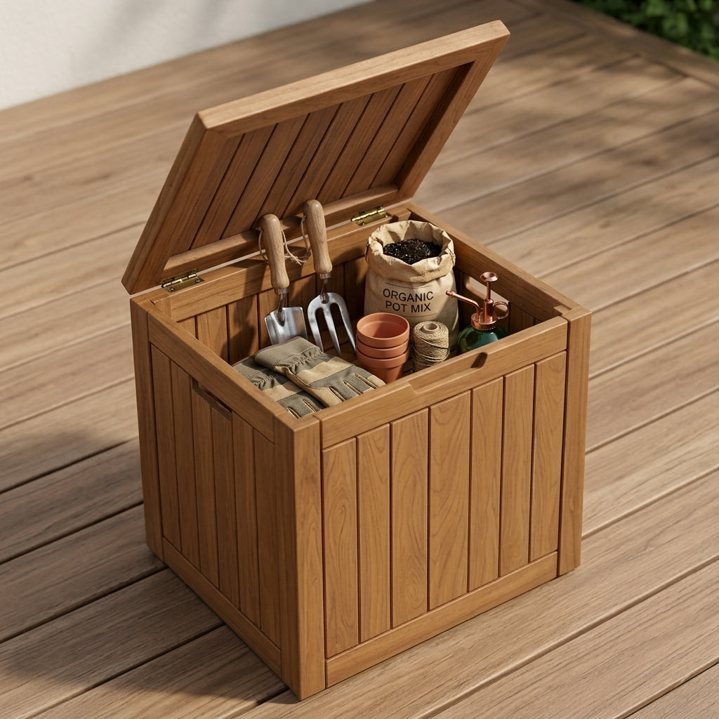 Solid Acacia Wood Outdoor Storage Box