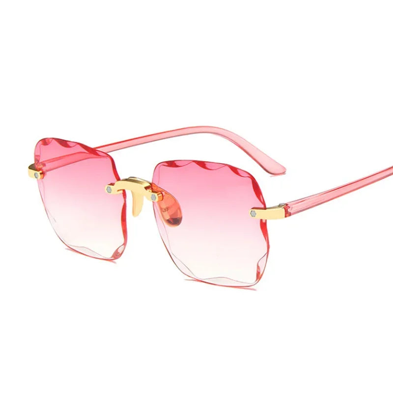 Square Sunglasses Woman Brand Designer Fashion Rimless Gradient Sun Glasses Shades Cutting Lens Ladies Frameless Eyeglasses