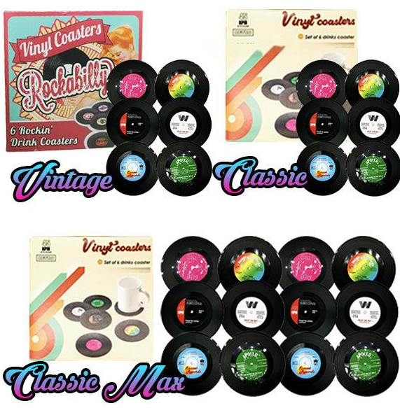 Retro CD Record Coasters Cup Mat Set (6-12PCS)