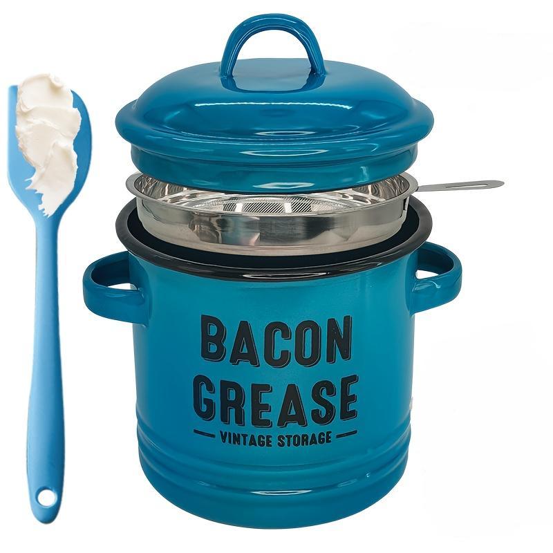 46-ounce bacon fat container, with strainer and food-grade silicone spatula