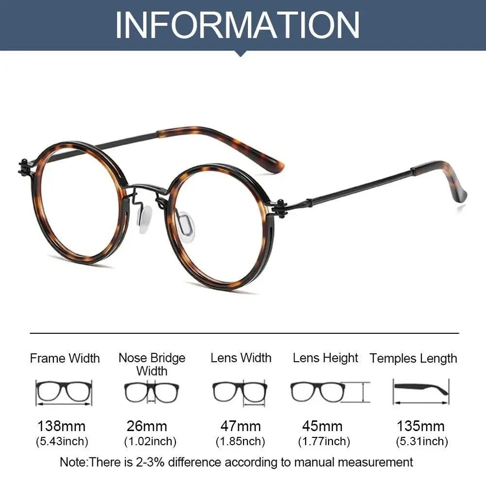 Retro Round Anti Blue Light Glasses Men Women Office Computer Goggles Metal Frame Fashion Optical Myopia Eyewear Read Eyeglasses