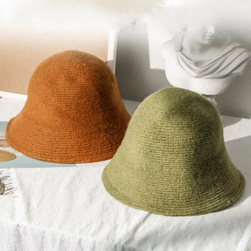 MAXSITI U Solid Keep warm Wool Bucket Hat for Women Autumn and Winter Fisherman Hat  Vintage Knitting Basin caps for ladies