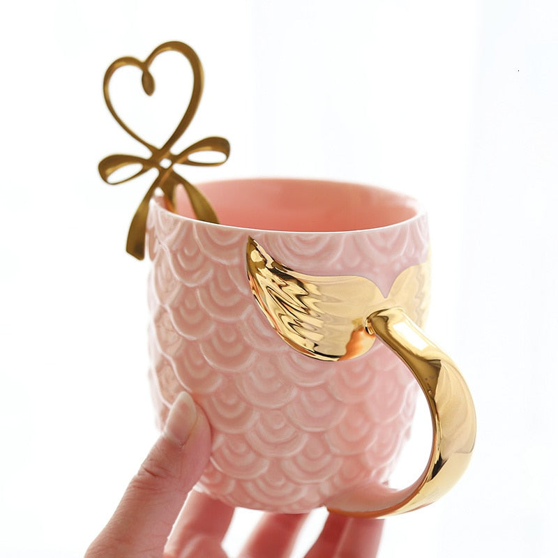 Creative Gold Mermaid Coffee Mug Ceramic Morning Milk Cup