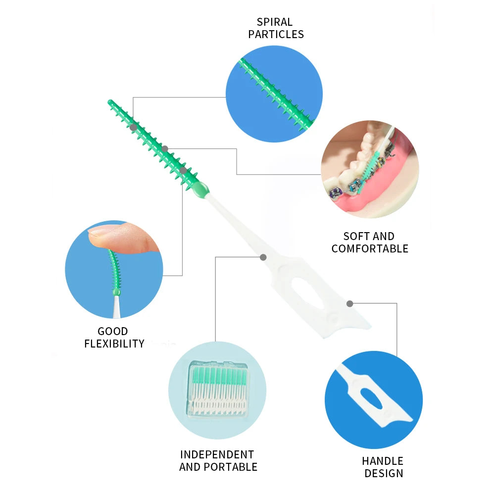 40Pcs Adults Interdental Brushes Clean Between Teeth Floss  Toothpick ToothBrush Dental Oral Care Tool