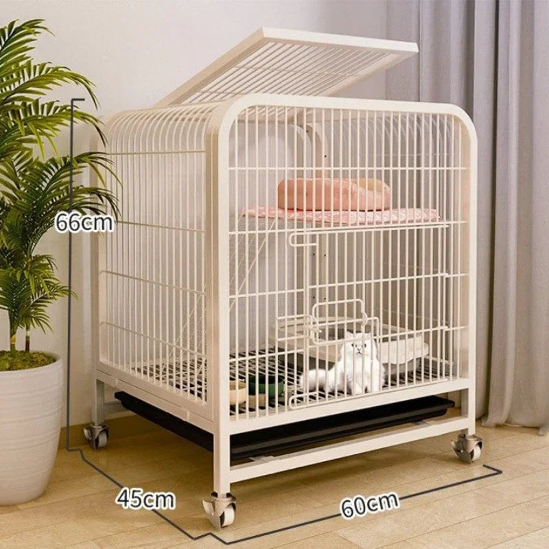 Stainless Steel Pet Villa Modern Iron Mesh Cat Cage Indoor Double Layer Dog House Large Space Free Space Pulley Cat Cages Indoor