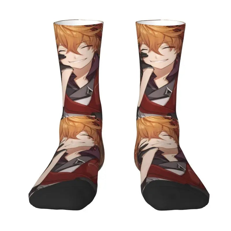 Tartaglia Childe Genshin Impact Men Women Crew Socks Unisex Fun 3D Print Anime Game Dress Socks