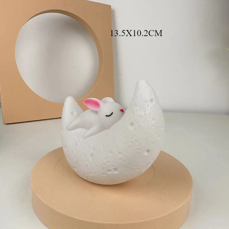 Night Light Sleep Light Moon Rabbit Night Light Bedroom Bedside Atmosphere Light Cute Creative Desktop Decoration Soft Light