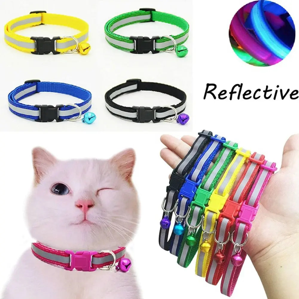 Pet Collar Reflective Adjustable Cats DogsBell Collar Kitten Puppy Necklace Animal Supplies