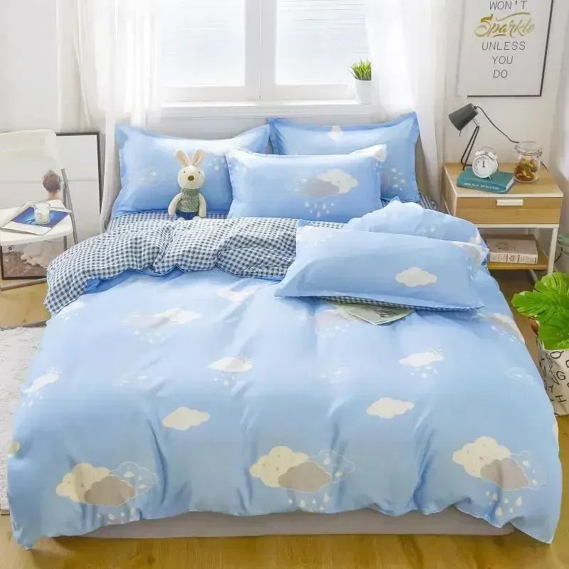 New Fashion Print Queen Size Bedding Set King Size Daisy Printed  Duvet Cover Set with Flat Sheets Cozy Durable Bedding Sets