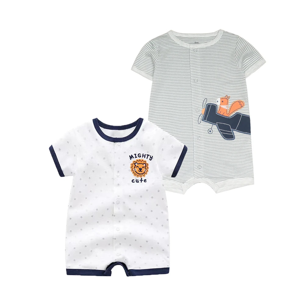 2Pcs/lot Brand Summer Baby Girl Clothes Cotton Jumpsuit Baby Clothing Short sleeve  Infant Boys Clothes 0-24M Baby Rompers