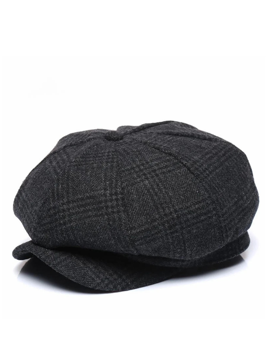 Thickened Wool tweed Octagonal Hat Dad Winter Felt Newsboy Cap Male Leisure Ivy Caps Man Big Size Beret 56-58cm 58-60cm