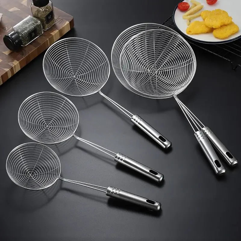 &1PC Stainless Steel Strainer Ladle Skimmer Oval Fine Mesh Oil Pot Strainers Home Kitchen Tools Strainer Oil Skim Grease Foam