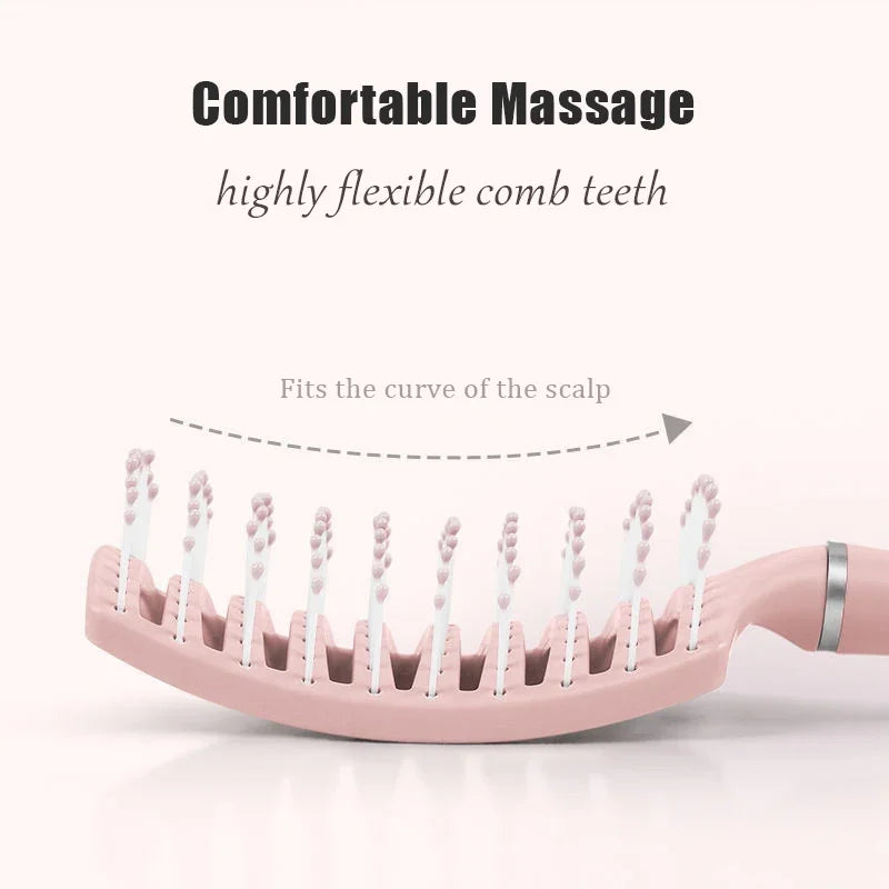 Hairdressing Fluffy Hair Comb Curly Hair High Cranial Top Hollow Massage Big Curved Comb Wide Tooth Large Plate Comb Beauty Tool