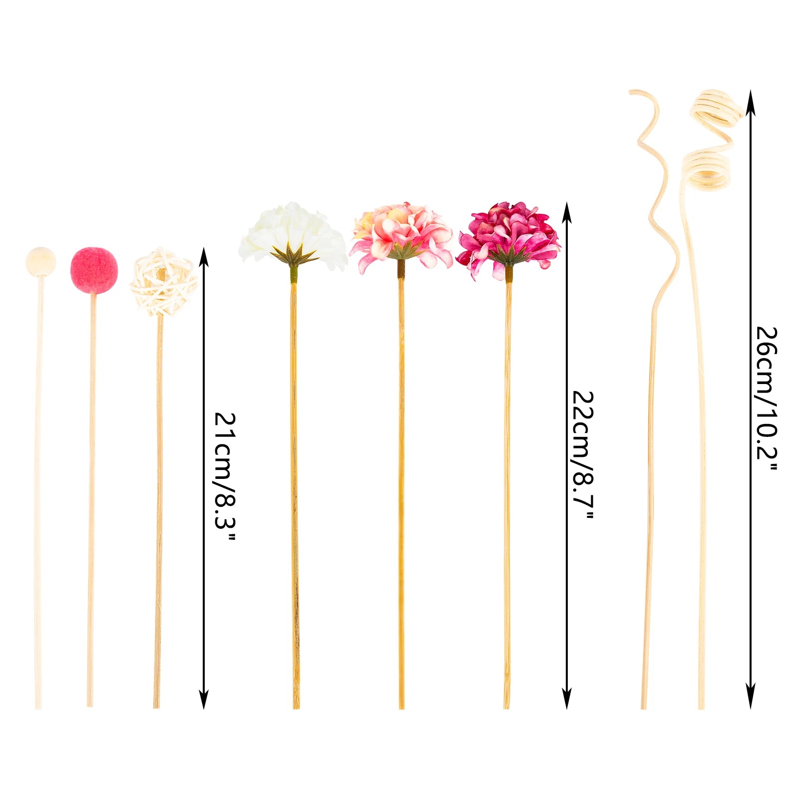 DIY 10PCS Pink Hydrangea Flower Rattan Sticks Fireless Fragrances Reed Diffuser Stick Ornaments Home Decor