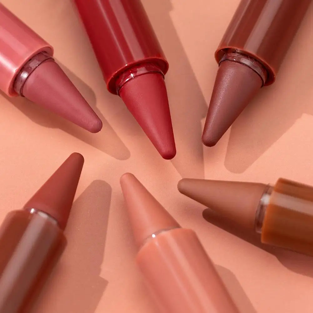 Twist Up Lip Liner Lipstick Pen Multipurpose Powder Blusher Velvet Matte Waterproof Lip Contour Non Stick Cup Lip Rouge Makeup