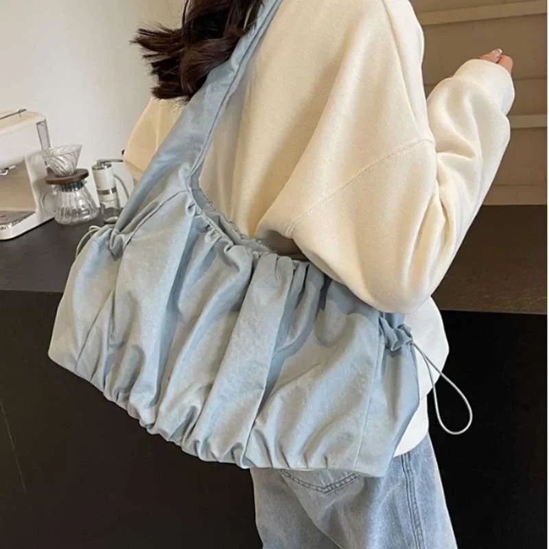 Nylon Cloth Bag Women Tote Bag Large Capacity Summer New All-Match Ins One-Shoulder College Student Class Bag Lady Handbag