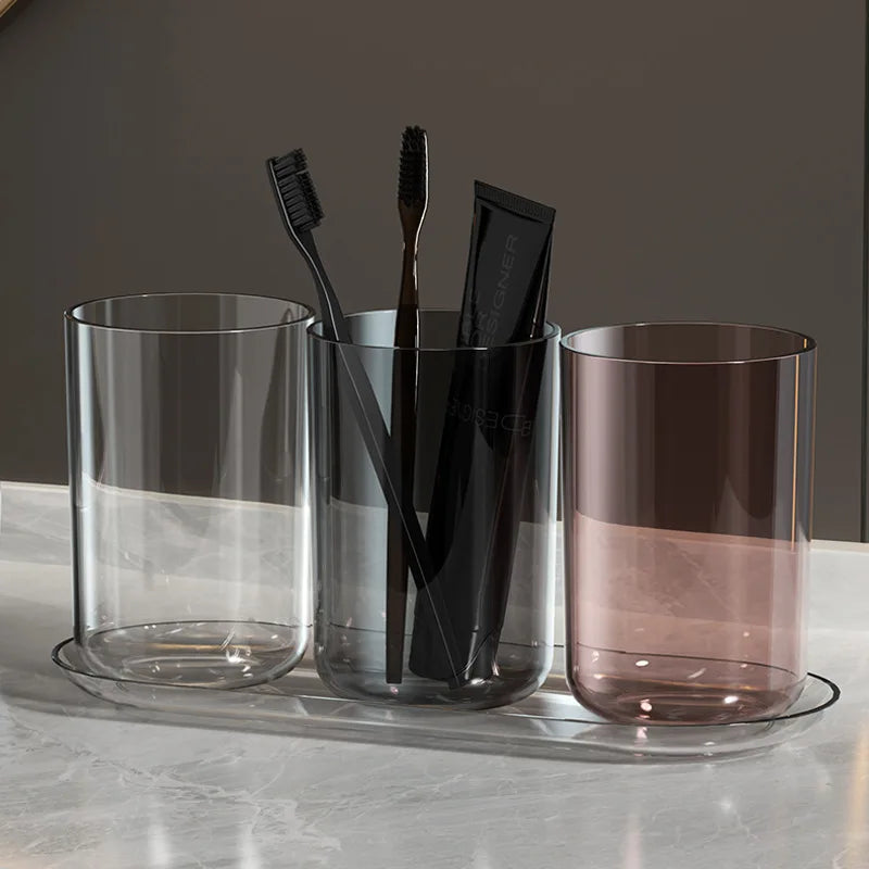 Gargle Cup Set Couple Toothbrush Children's Washing Cup Transparent Tooth Brushing Storage Box Luxury ToothCup Parent-child