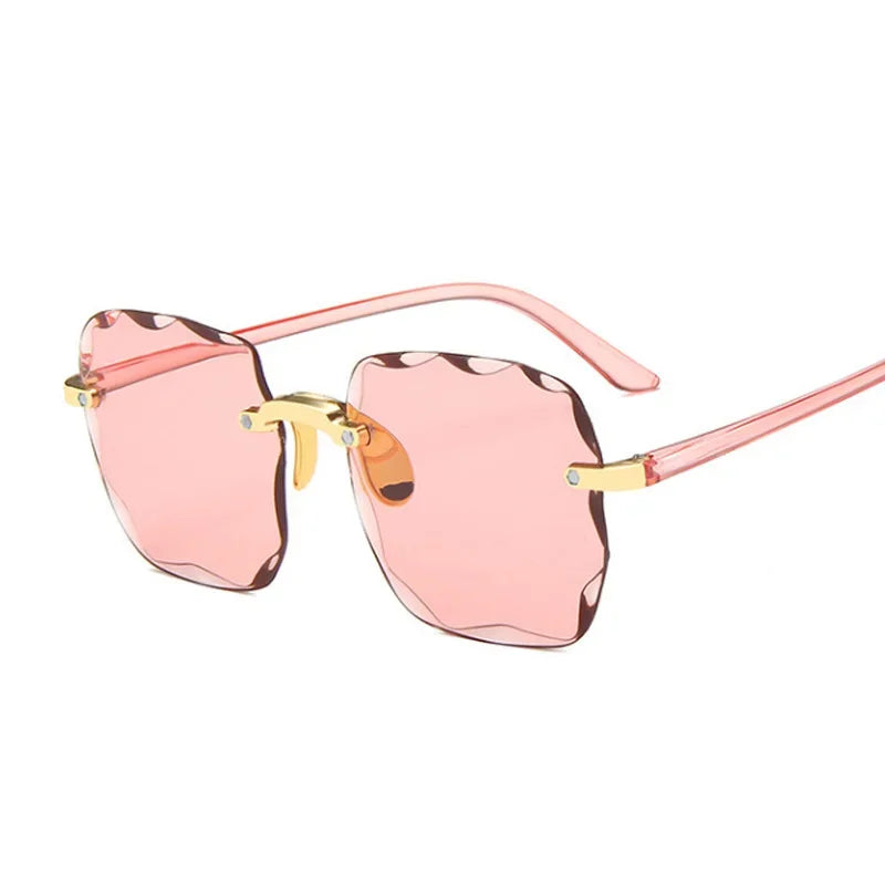 Square Sunglasses Woman Brand Designer Fashion Rimless Gradient Sun Glasses Shades Cutting Lens Ladies Frameless Eyeglasses