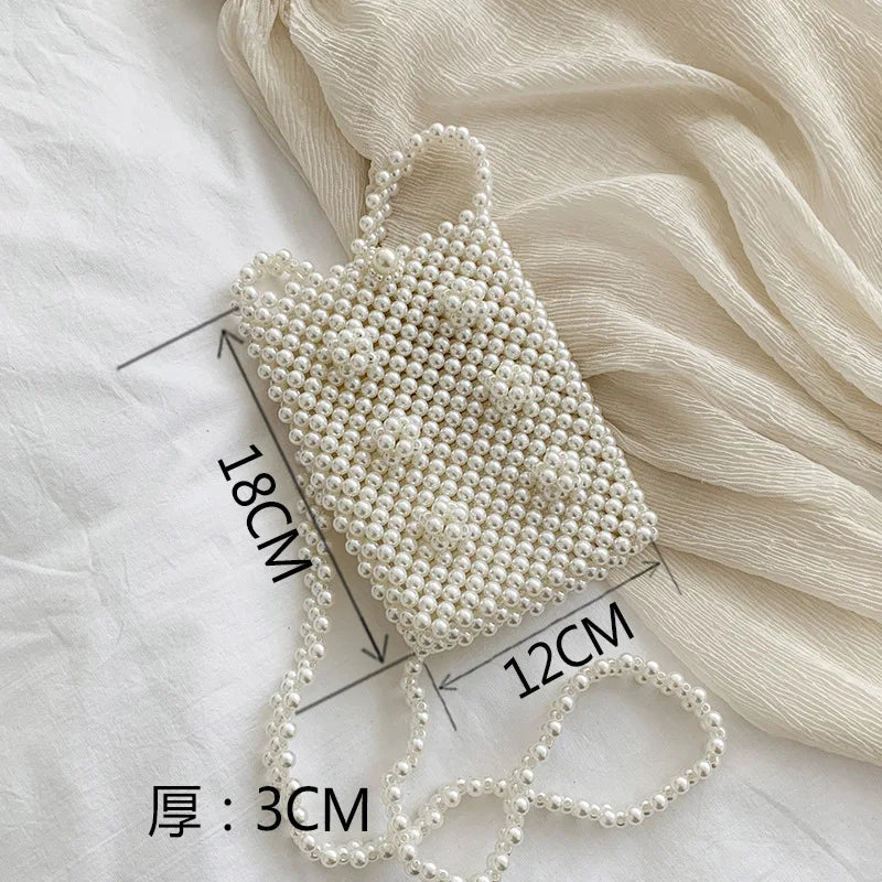 Mini Pearl Bag Handmade Vintage EVA Beaded Fashion Banquet Party Shoulder Bag Female 2024 Wedding Bags Luxury Women's Coin Purse