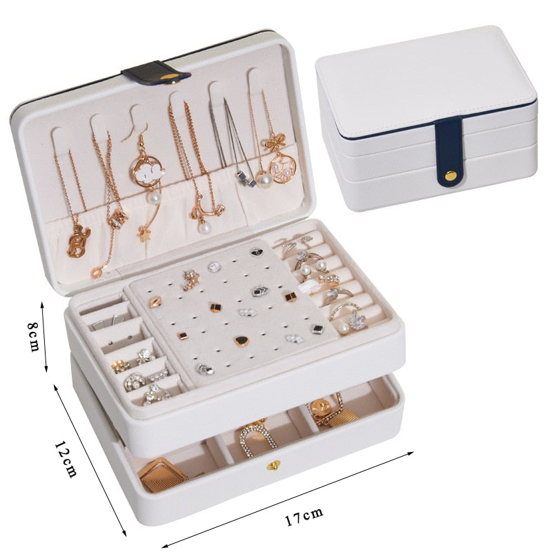 Size S/M/L Jewelry Organizer Display Travel Jewellery Case Boxes Travel Portable Jewelry Box PU Storage Organizer Earring Holder