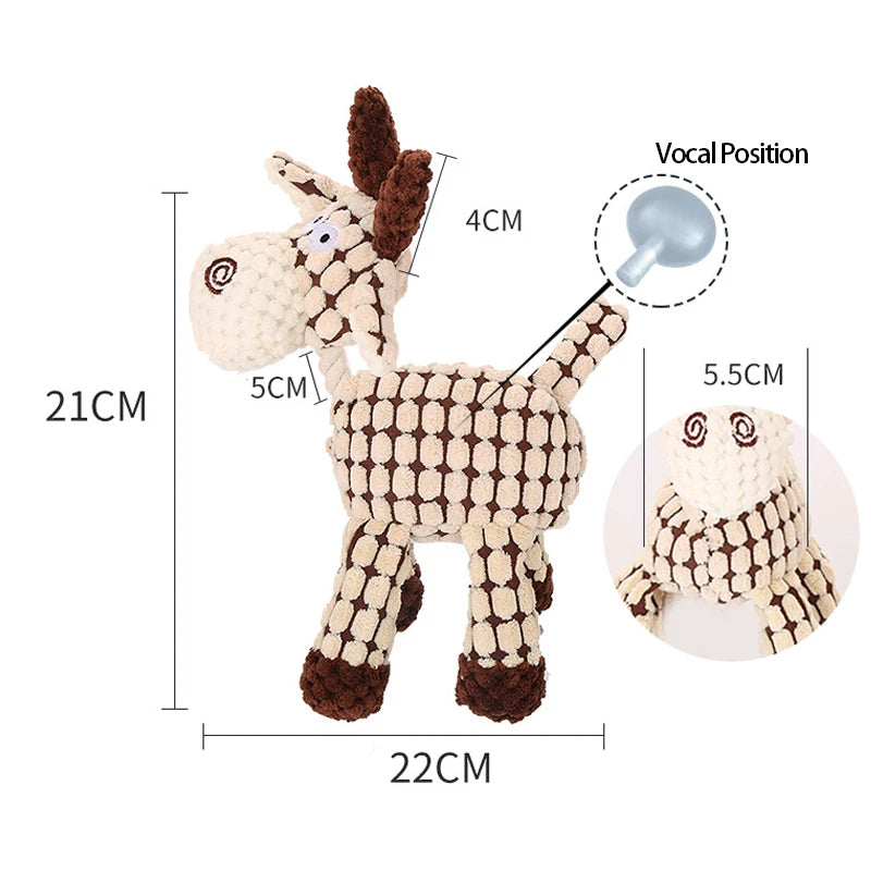 CDDMPET Fun Pet Toy Donkey Shape Corduroy Chew Toy For Dogs Puppy Squeaker Squeaky Plush Bone Molar Dog Toy Pet Training Dog