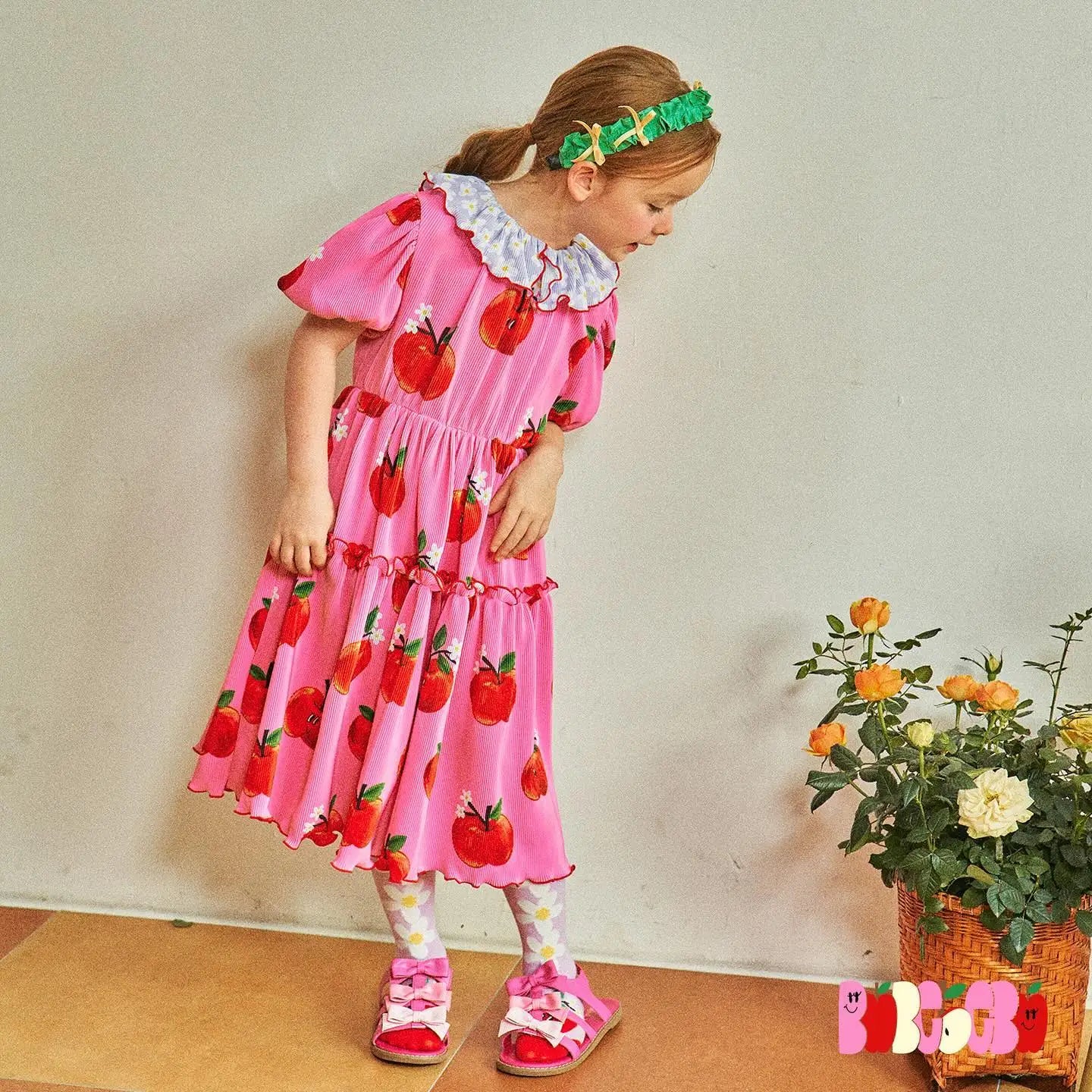 Korean Kids's Holiday Princess Dress For 2024 New Summer Children's Ruffled Apple Skirts Girls Party Dress Children's Clothings