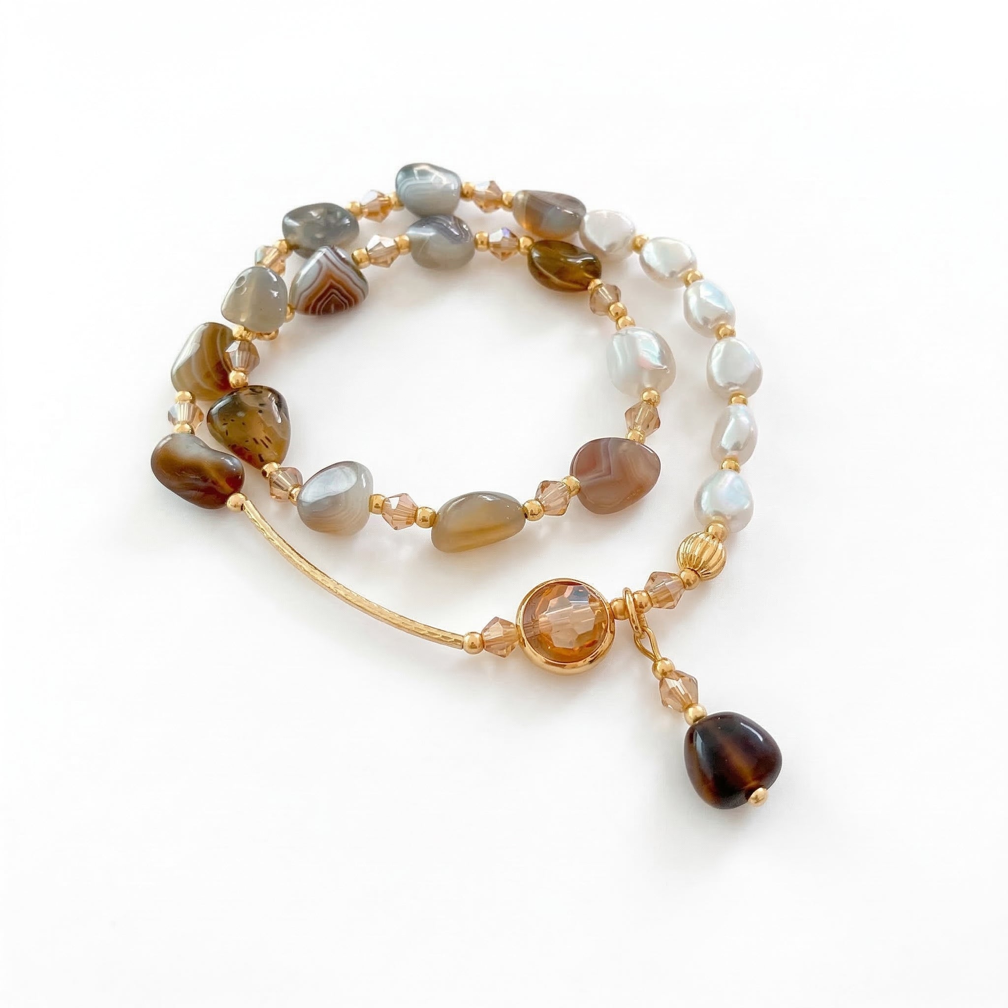 Layered Natural Stone Wrap Bracelet