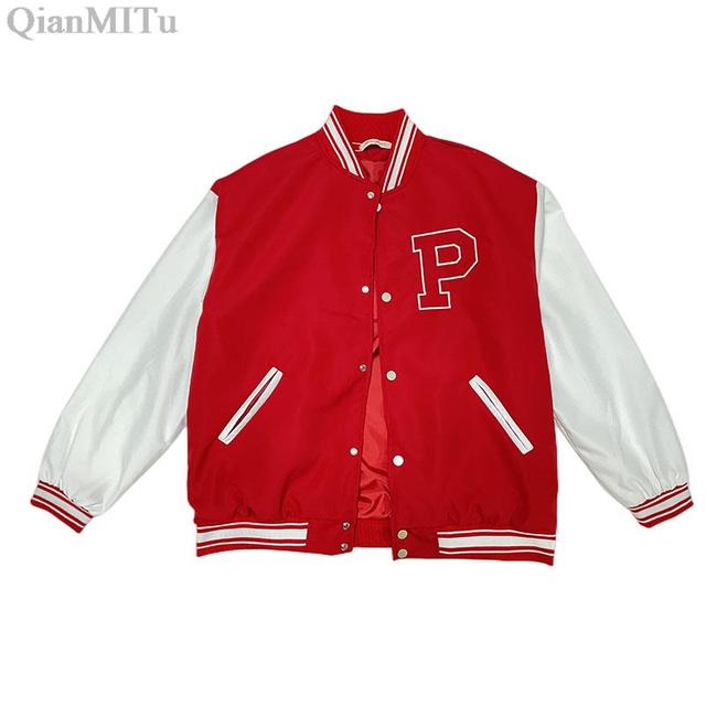 Autumn Winter Fashion Bomber Jackets for Women Streetwear Baseball Uniform Oversized Coat Jackets and Coats Loose student