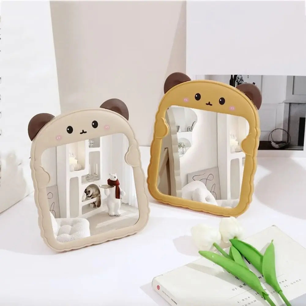 Plastic Cat Dressing Mirror Animal Cute Desktop Makeup Mirror European Style Bread Side Bear Folding Mirror Dressing Table