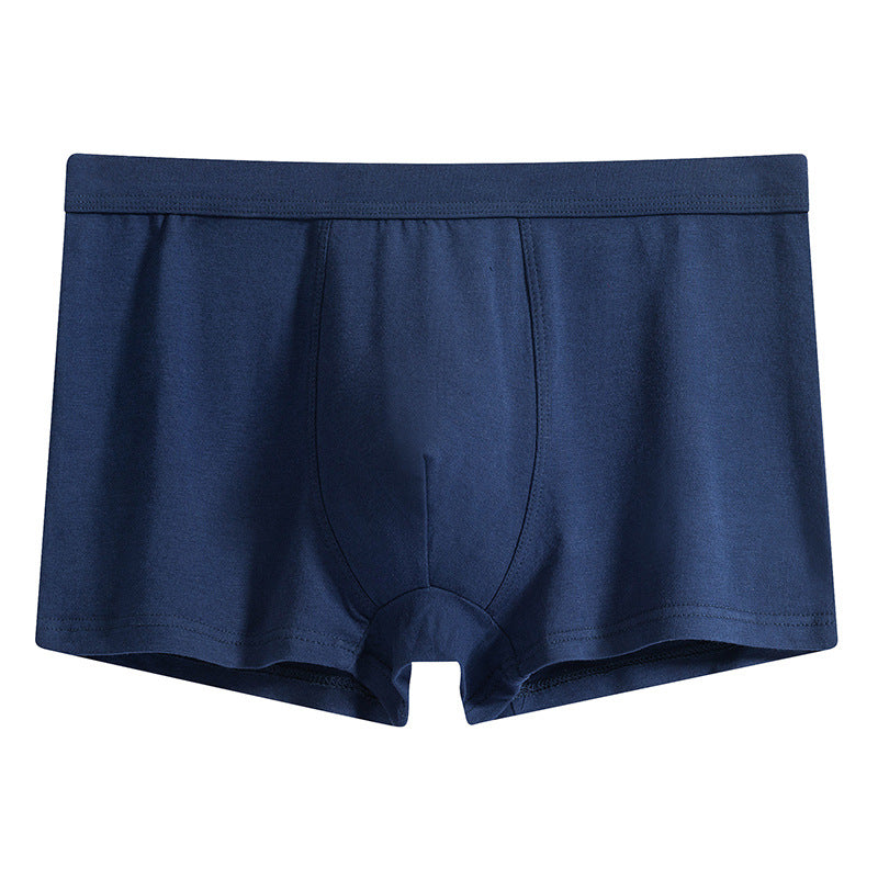 Men's underwear solid color boxers pure cotton loose breathable mid-waist youth boxers